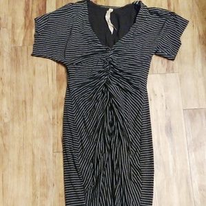 Anthropologie B44 Soft Knit Brown Striped Dress S